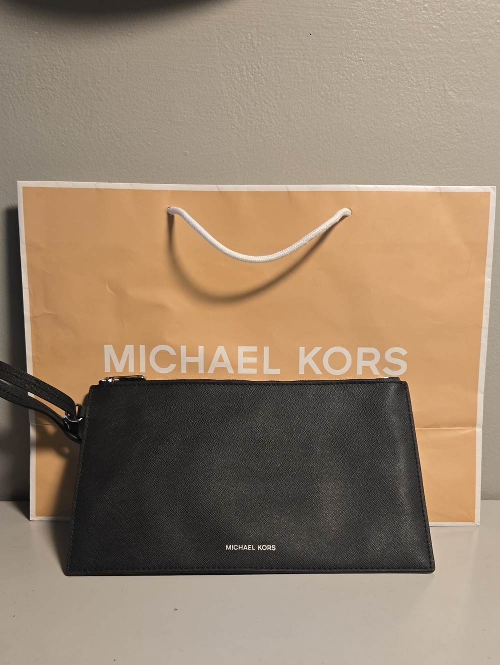 Michael Kors Black Saffiano Leather Wristlet